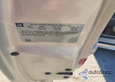 2011 Chevrolet Impala Lt z USA, uszkodzony, nr VIN 2G1WG5EK5B1172764